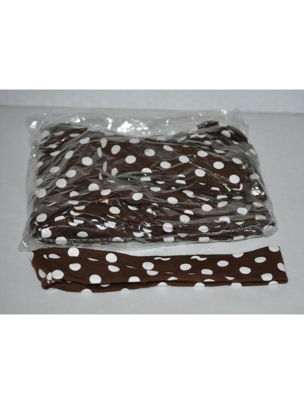 Fabric Headbands Pack of 10 Brown with White Dots Stretchy
